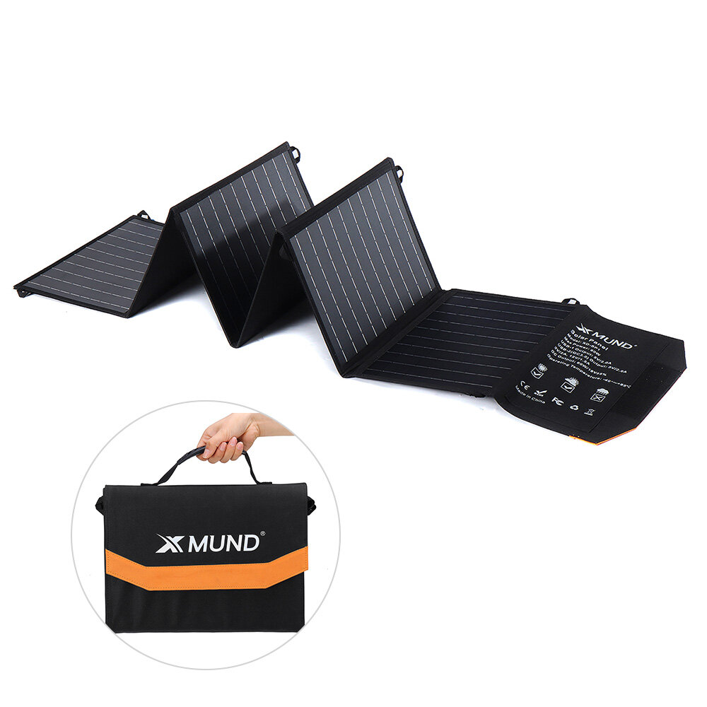 XMUND XD-SP1 60W 折りたたみ式ソーラーパネル充電器 2 USB + 2 DC ハンドバッグソーラーパワーバンク アウトドアキャンプハイキング用