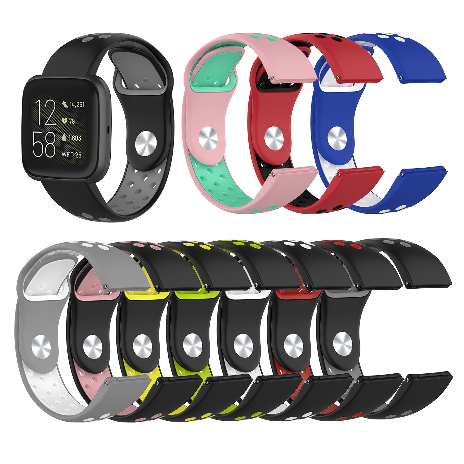 Bakeey Tweekleurige ademende siliconen vervangende band Smart horlogeband voor Fitbit Versa 2