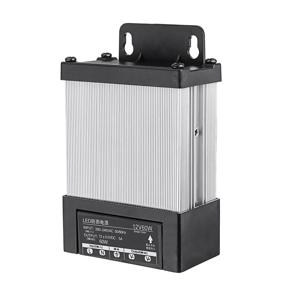 

AC200-240V to DC12V 60W 5A LED Rainproof Waterproof Switching Power Supply 100*73*40mm