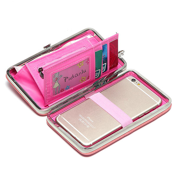 Dames Candy Color Bowkot 5.5 Inch Telefoon Portemonnees Case Hasp Lange Portemonnee Koppelingen