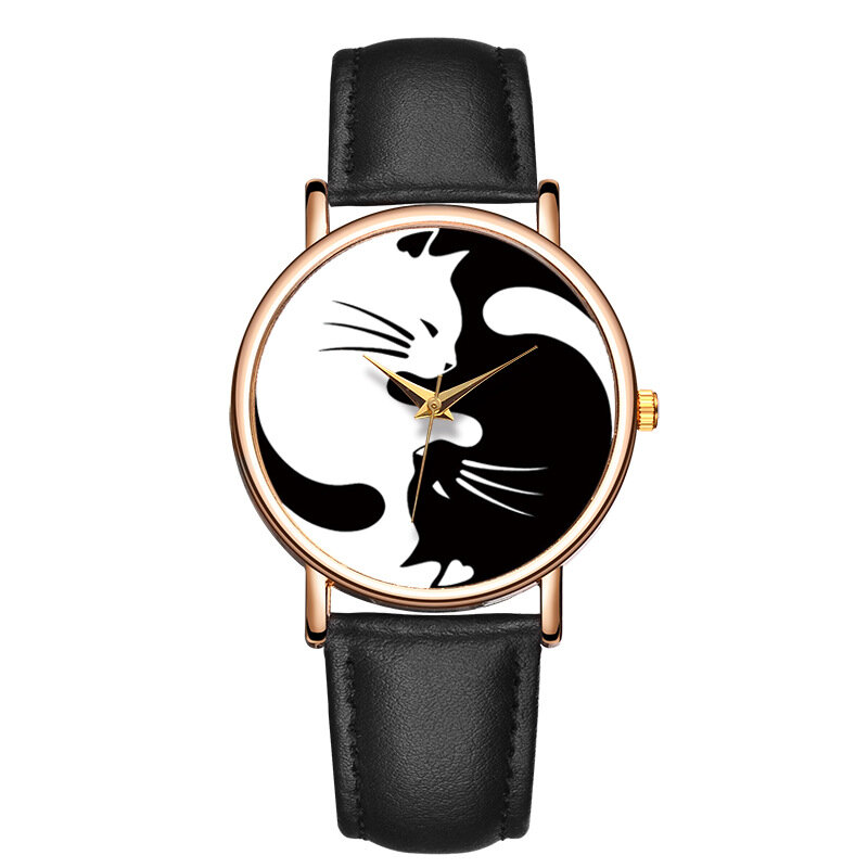 BAOSAILI Cute Style Ultra Thin Women Wrist Watch Cat Design Leather Strap Quartz Watch