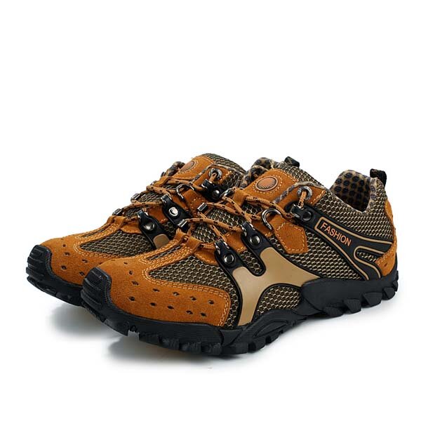33% OFF on Men Hiking Shoes Suede Mesh Outdoor Sport Running Athletic Sneakers