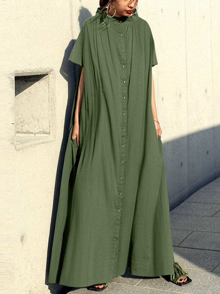 Losse maxi-jurk in boheemse stijl met knoopsluiting aan de voorkant