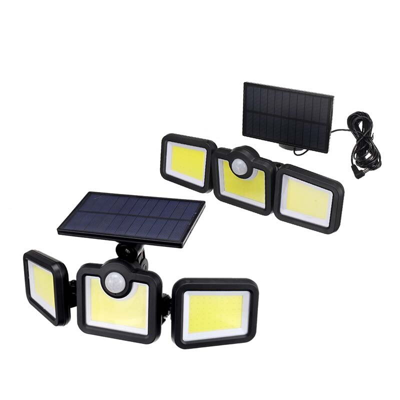 Solar Sensor Security Lights 3 Heads Motion Sensor Lights Adjustable Flood Lights Outdoor Spotlights