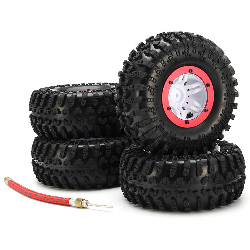 AUSTAR 4PCS Wheel Tires Rims Inflate Beadlock Pneumatic Tyre 3021RD For 1/10 RC Car