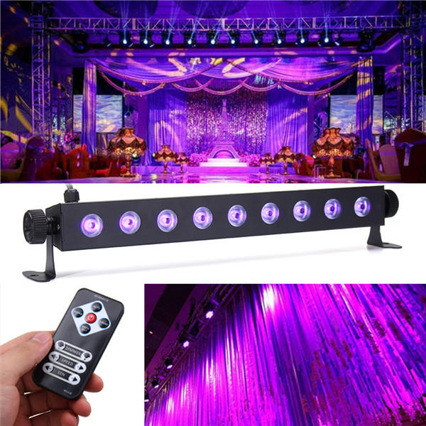 27W 9 LED UV 395-400NM التحكم عن بعد مراقبة Stage ضوء Wall Wash Lamp for Party Halloween Club DJ