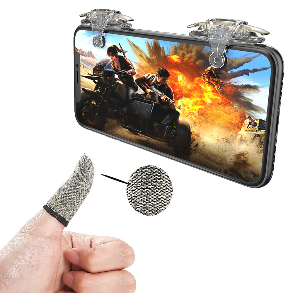 

USAMS 1 Pair of PUBG Mobile Game Controller Gamepad Trigger Shooter Joystick + Bakeey Touch Screen Thumbs Finger Sleeve