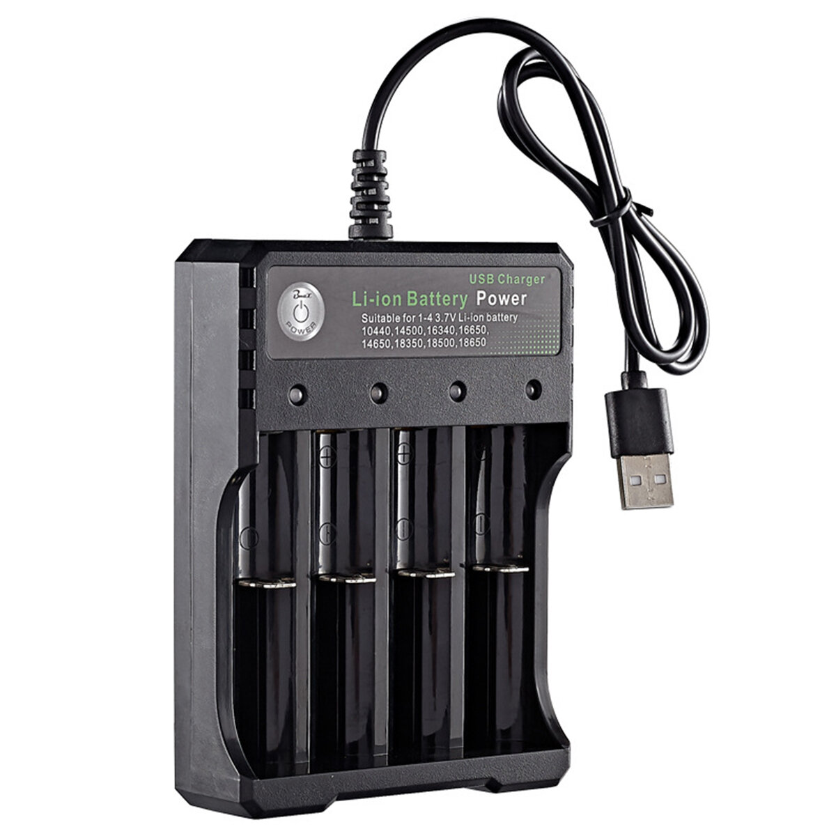 USB 4 Slots Rechargable Battery Charger For 1-4 3.7V Li-ion 18650 16650 14650