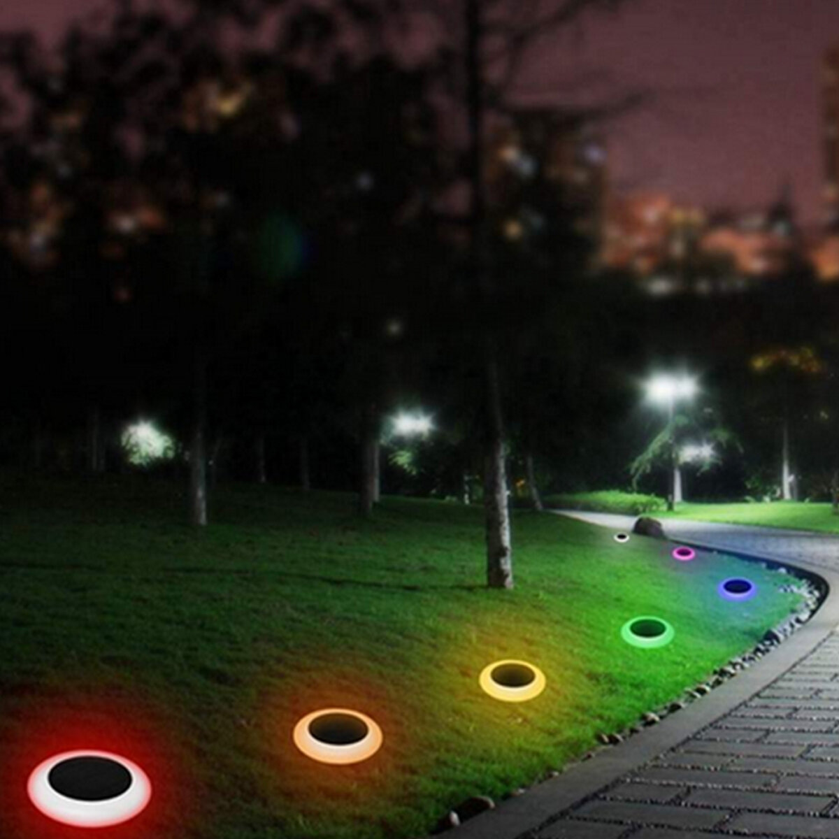 2/4 Pcs LED Zonne-energie Grond Gazon Licht RGB Vloer Decking Tuin Pathway Outdoor Yard Lamp Waterdi