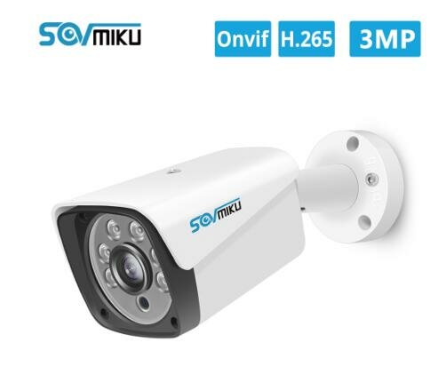 

SOVMIKU HT823-P-3.6 H.265 Audio POE IP Camera 48V POE 3MP Metal Case IP66 Waterproof Outdoor CCTV Camera Night Vision Se