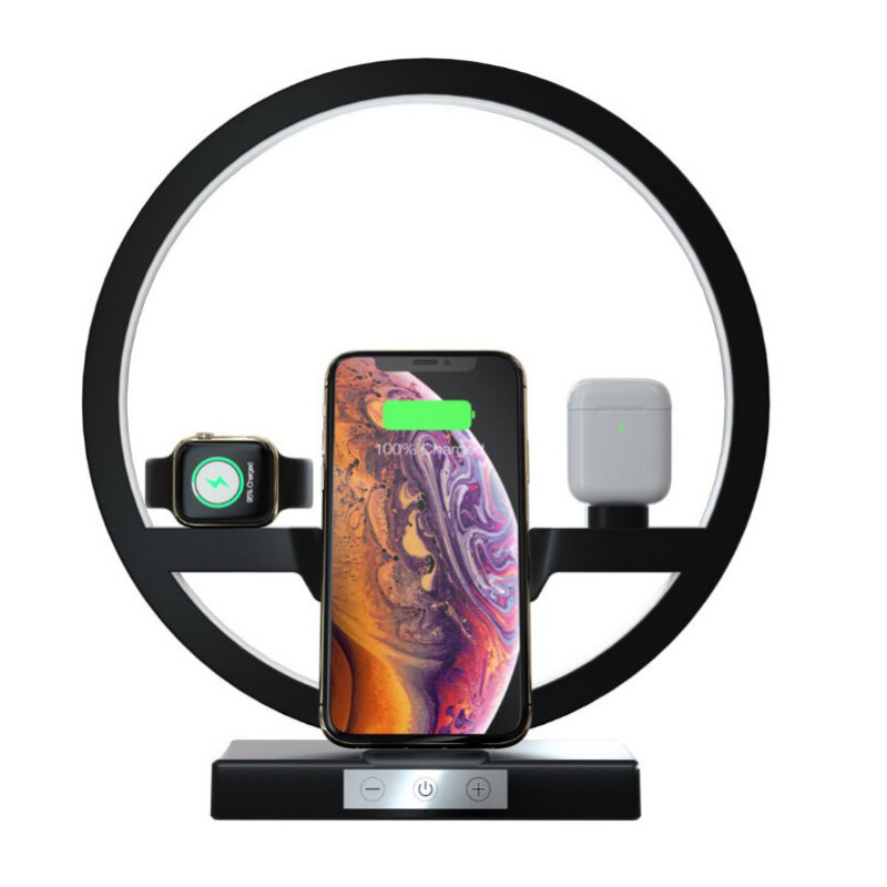 BAKEEY 3 in 1 10w Wireless Charger Desk Table Lamp Led Night Light Watch Qi Magnet Magnetic for Ipho
