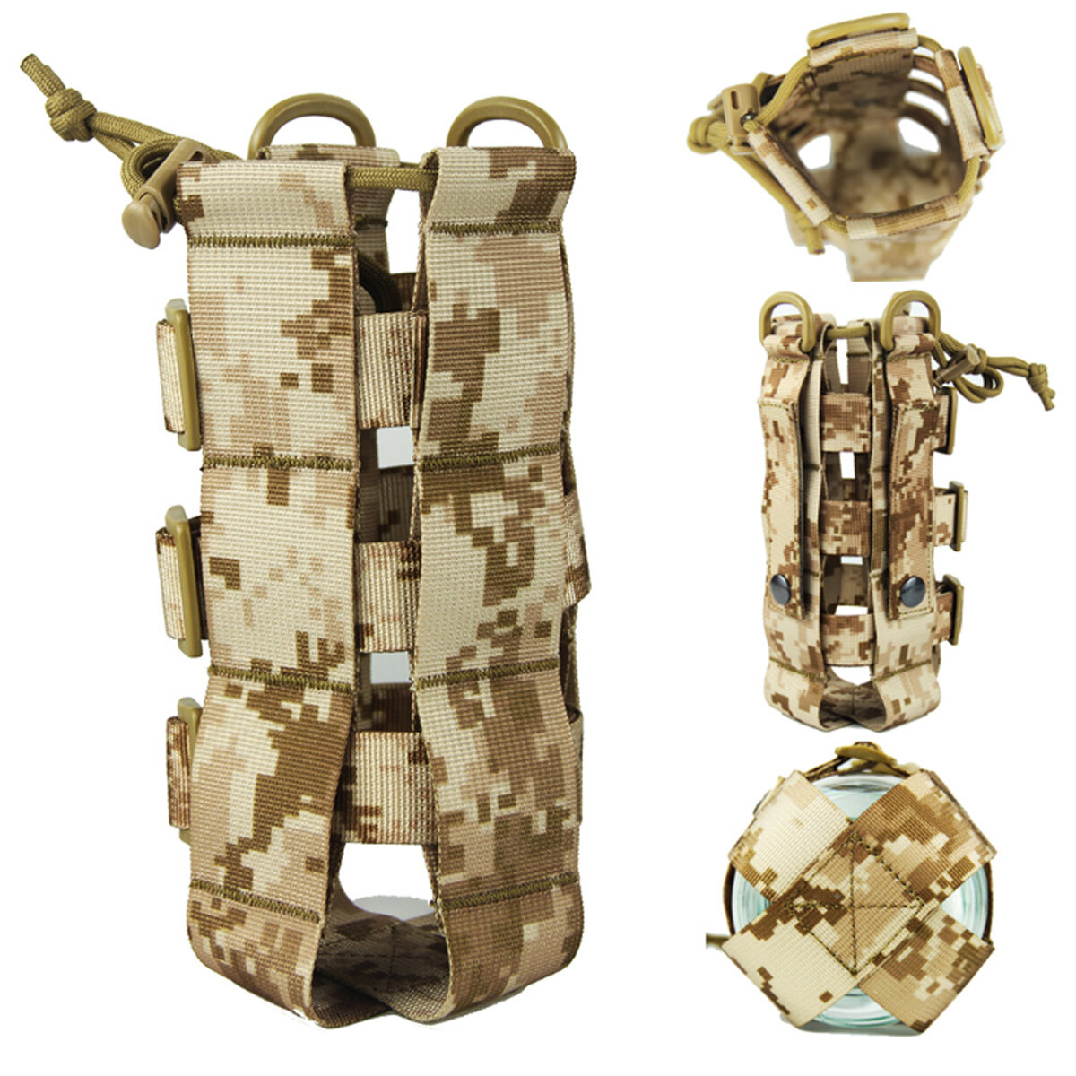 Bolsa tática ao ar livre para garrafa de água Molle, suporte de cinto de caminhada militar, bolsa de bolsa de chaleira