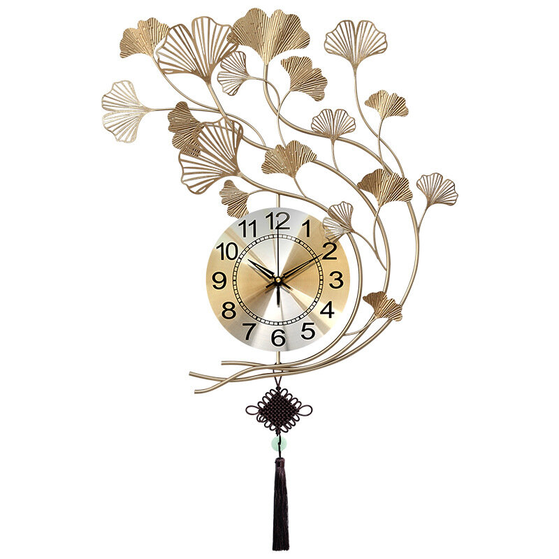 Ginkgo Leaf Clock Wall Clock Living Room Home Fashion Personality Creative Wall Clock Modern Minimal