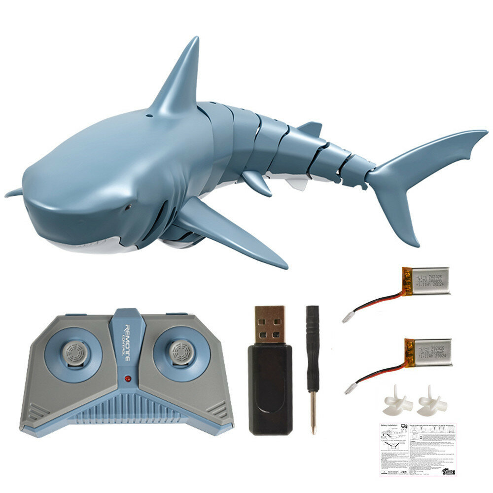 T11B مع اثنين البطارية 2.4G 4CH الكهربائية RC قارب محاكاة القرش الحيوان RTR نموذج ألعاب أطفال