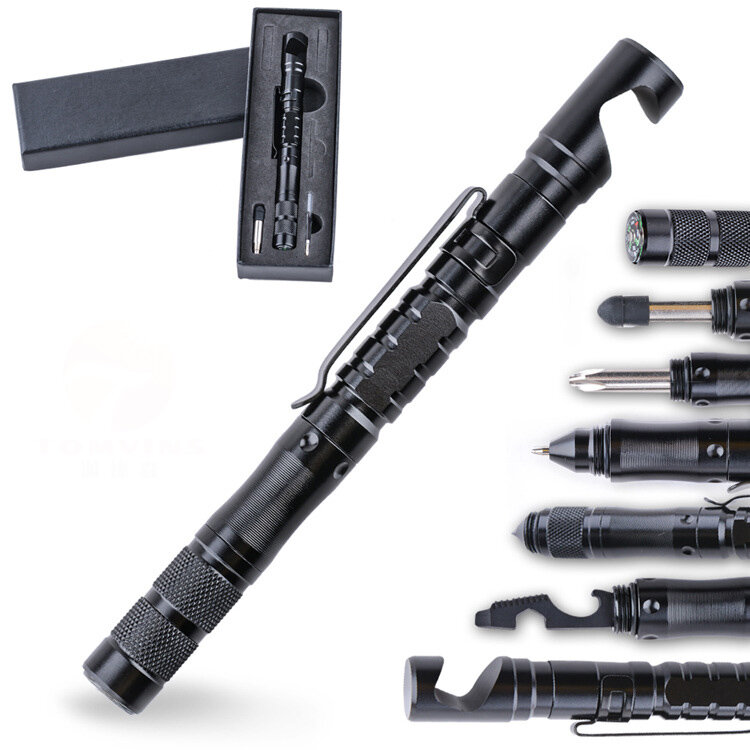XNAES® 7-in-1 Multi-tools Tactische pen Outdoor Survival Benodigdheden Roestvrijstalen Moersleutel Schroevendraaier Flesopener Gereedschap.