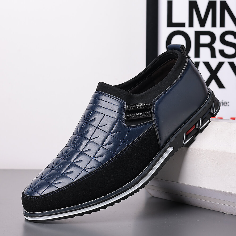 Men Stitching Slip Resistant Slip-On Casual Business Shoes