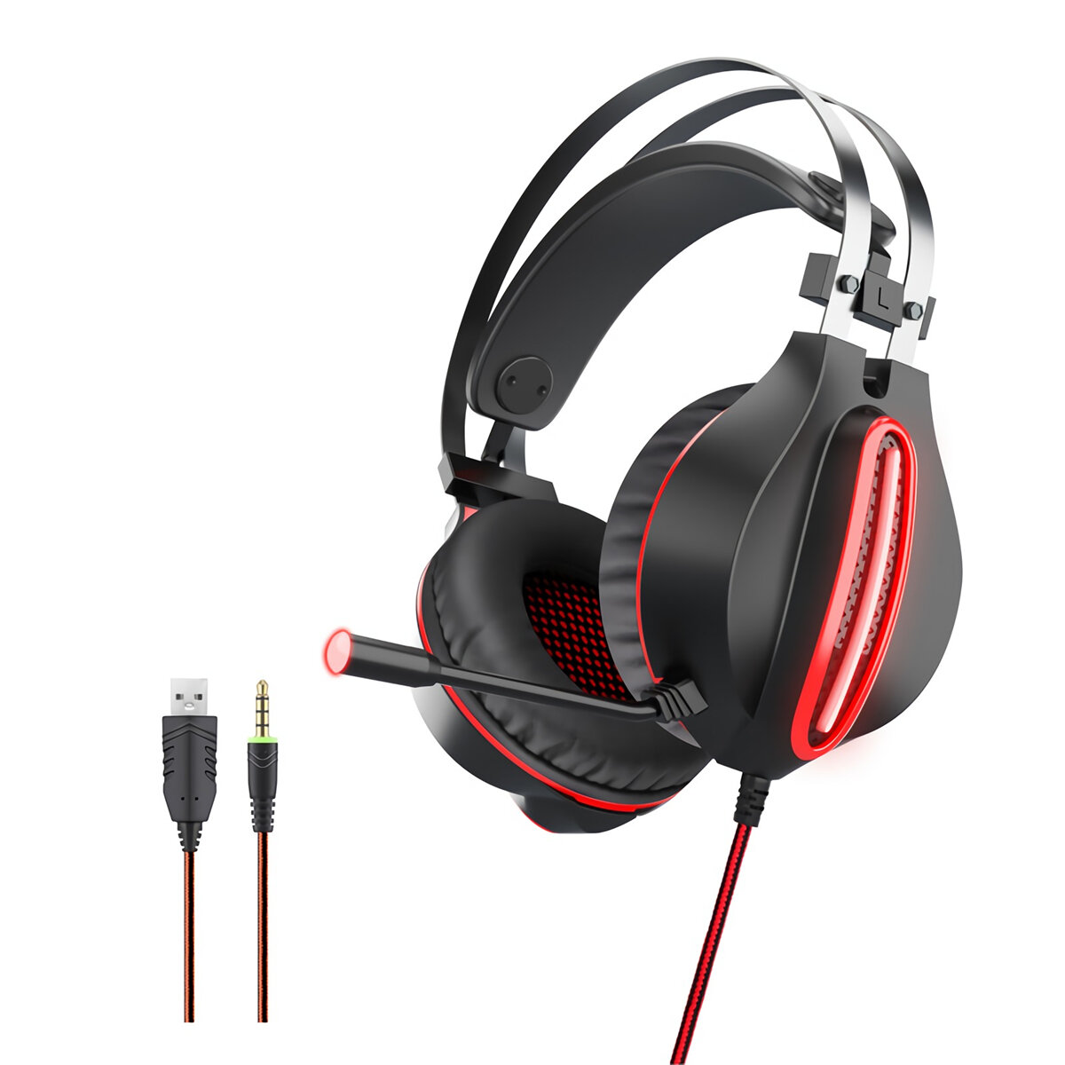 

OVLENG GT62 Wired Gaming Headset 3.5mm Jack 50mm Bass Stereo Sound LED Light E-sport Headphone with Mic for PS3/4 Comput