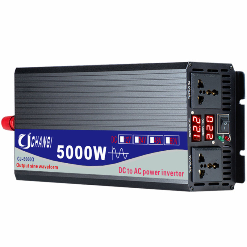 5000W zuivere sinusomvormer DC 48V/60V/72V naar AC 220V/110V Dual Socket Dual Digital Display