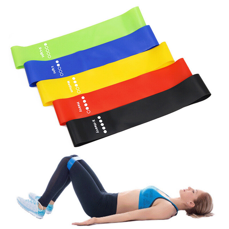 BOER 5PCS/Set Elastic Resistance Band Rubber Loop for Yoga Pilates Stretching Home Fitness Training 