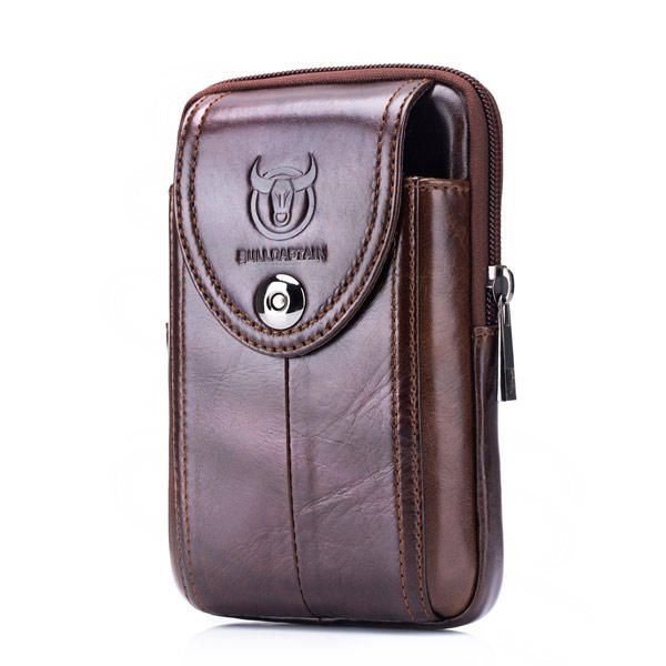 Bullcaptain Bag Men Genuine Leather Loop Belt Phone Bag