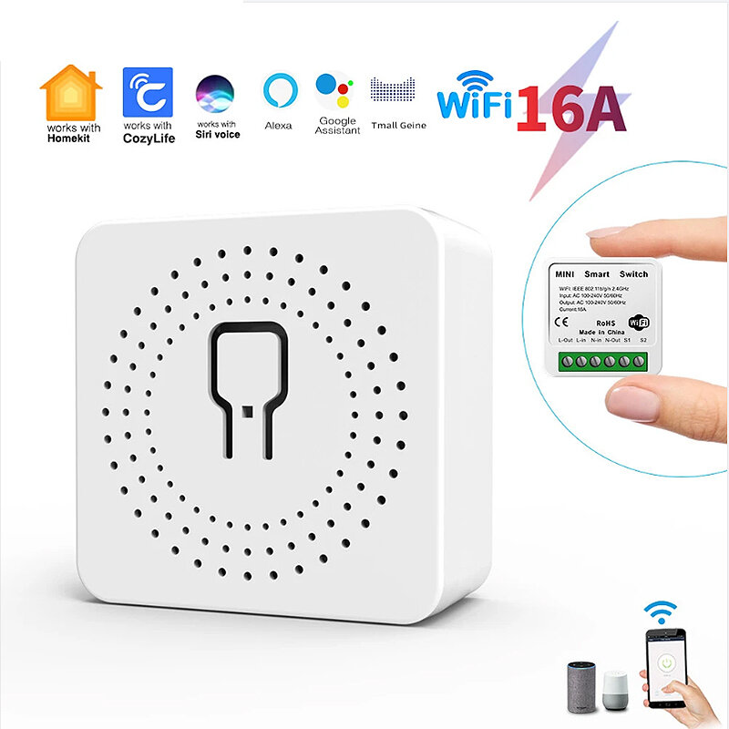 

Homekit 16A WiFi Smart Home Switch Timing Countdown Schedule Phone Remote Control Voice Control with Siri Alexa Google H