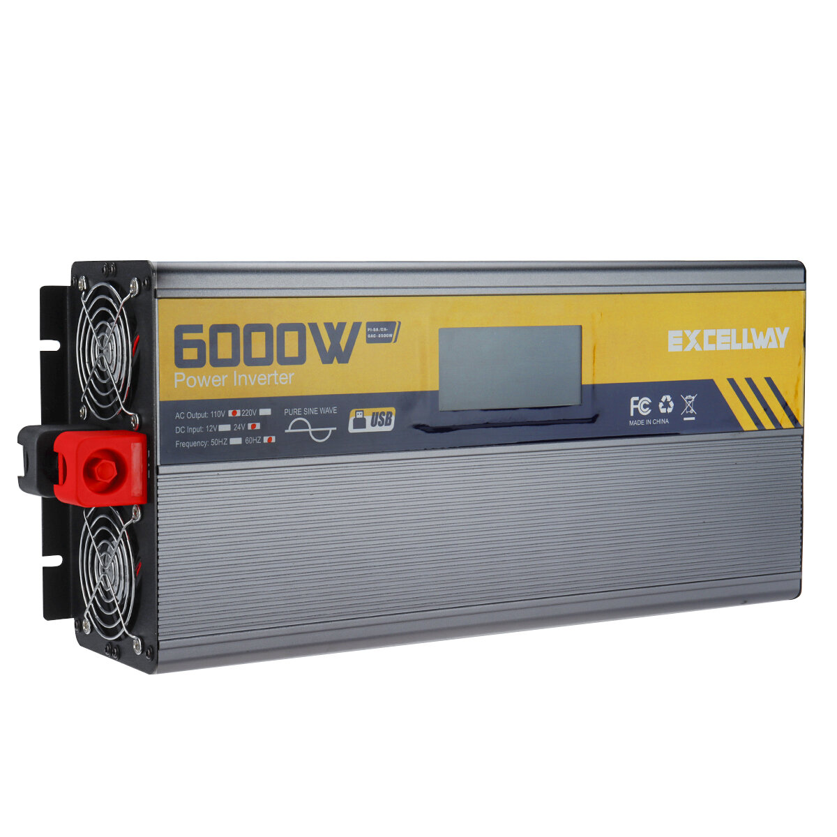 

Excellway 1000W/2000W/3000W/4000W/6000W(Peak) Car Power Inverter 110V 60Hz DC 12V/24V Converter with LCD Display Dual AC