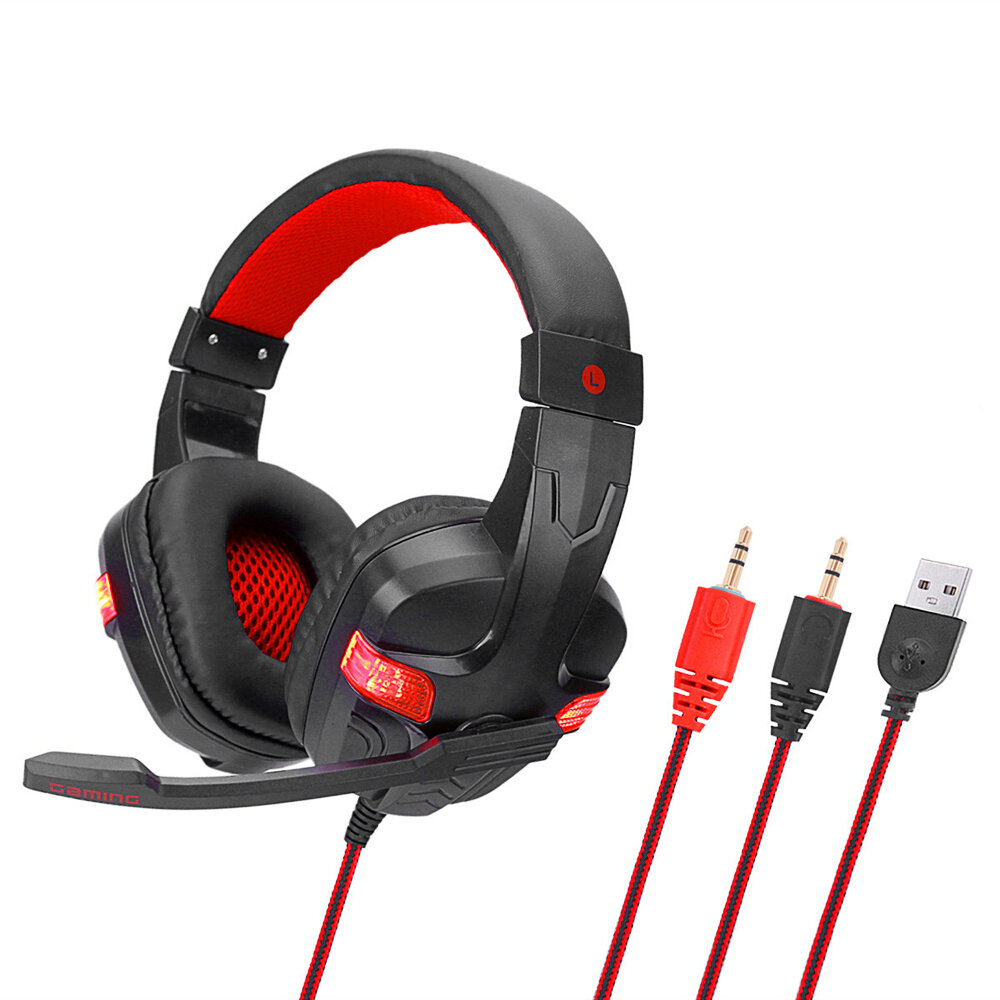 

Soyto SY860MV PC USB Wired Game Headphone 2*3.5mm Plugs Bass LED Light Gaming Headset Stereo Headphones Earphone with Mi