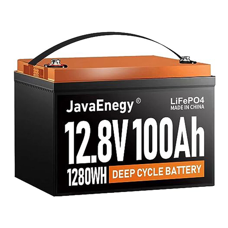 [US Direct]JavaEnegy 12V 100Ah Lifepo4バッテリー 100A BMSリチウム鉄リン酸バッテリー付き 12V 24V 48VソーラーストレージEV RVボートに最適なトローリングモーターキャンピングバンソーラー/風力システム用