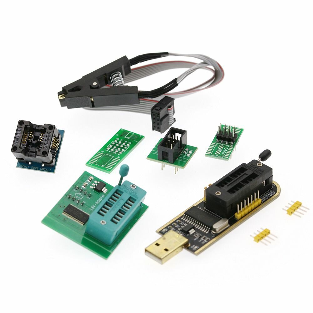 

AOQDQDQD® CH341A 24 25 Series EEPROM Flash BIOS USB Programmer Module + SOIC8 SOP8 Test Clip + 1.8V adapter + SOIC8 adap