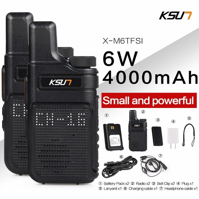 2pcs KSUN X-M6 6W Portable Walkie Talkie Mini Two Way Radio UHF 400-480 MHZ PMR 446 Transceiver Intercom with Internal A