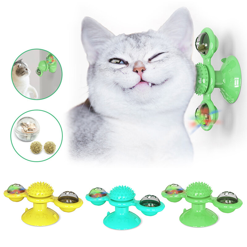 

Pet Cat Toy Turntable Interactive Puzzle Training Turntable Windmill Ball Scratch Hair Brush Pet Training Tool
