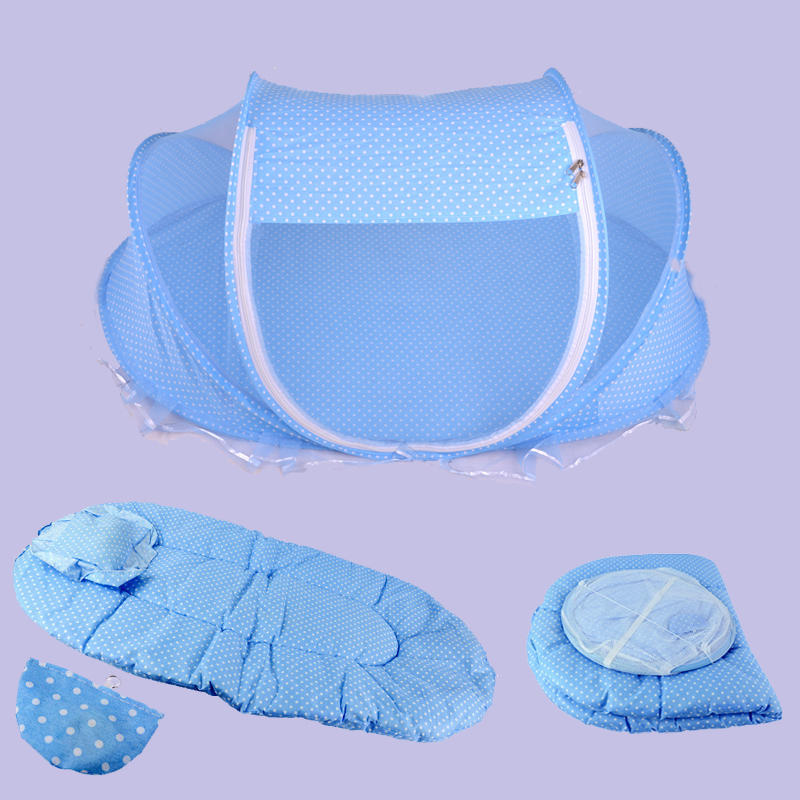 Blue Tonsee Baby Bed mosquito Cushion Portable Folding Crib Mattress Child 