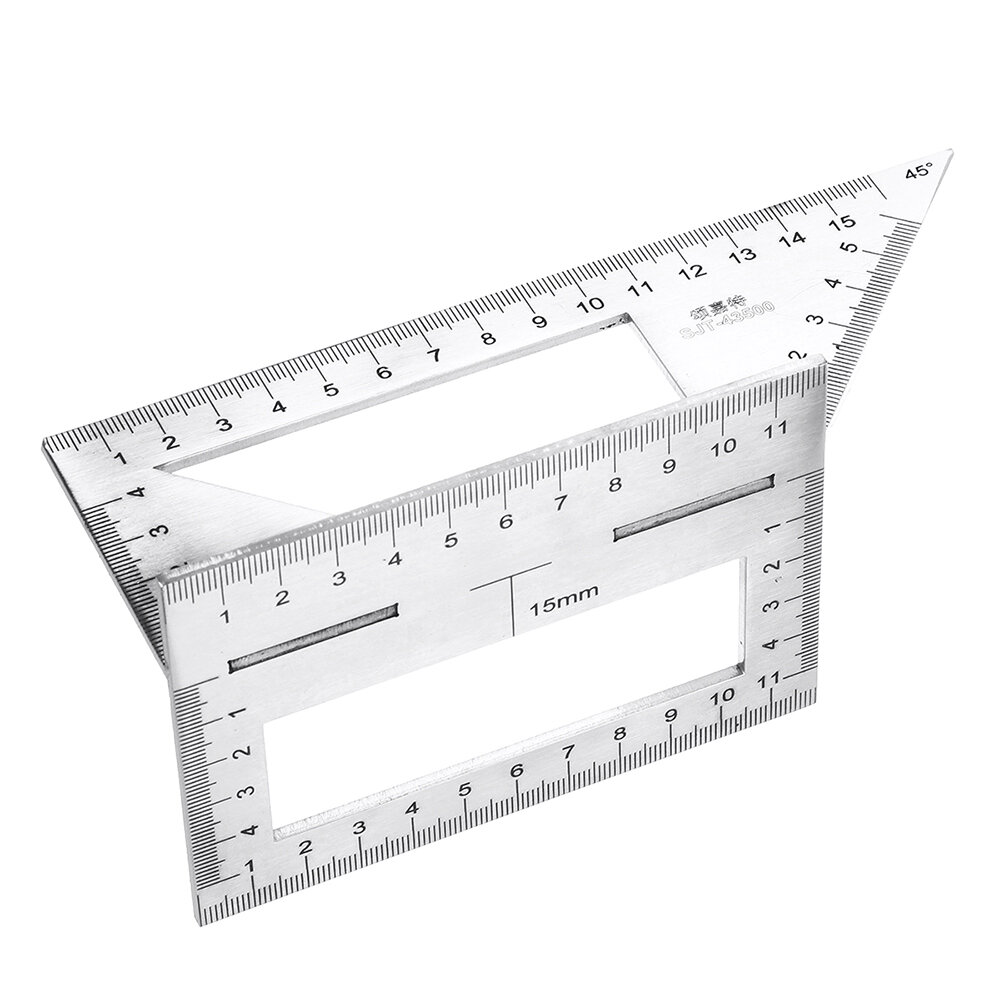 

DrillPro 45/90 Degree Stainless Steel Woodworking Scribe T-shaped Ruler Multifunctional Square Angle Ruler Angle Gauge