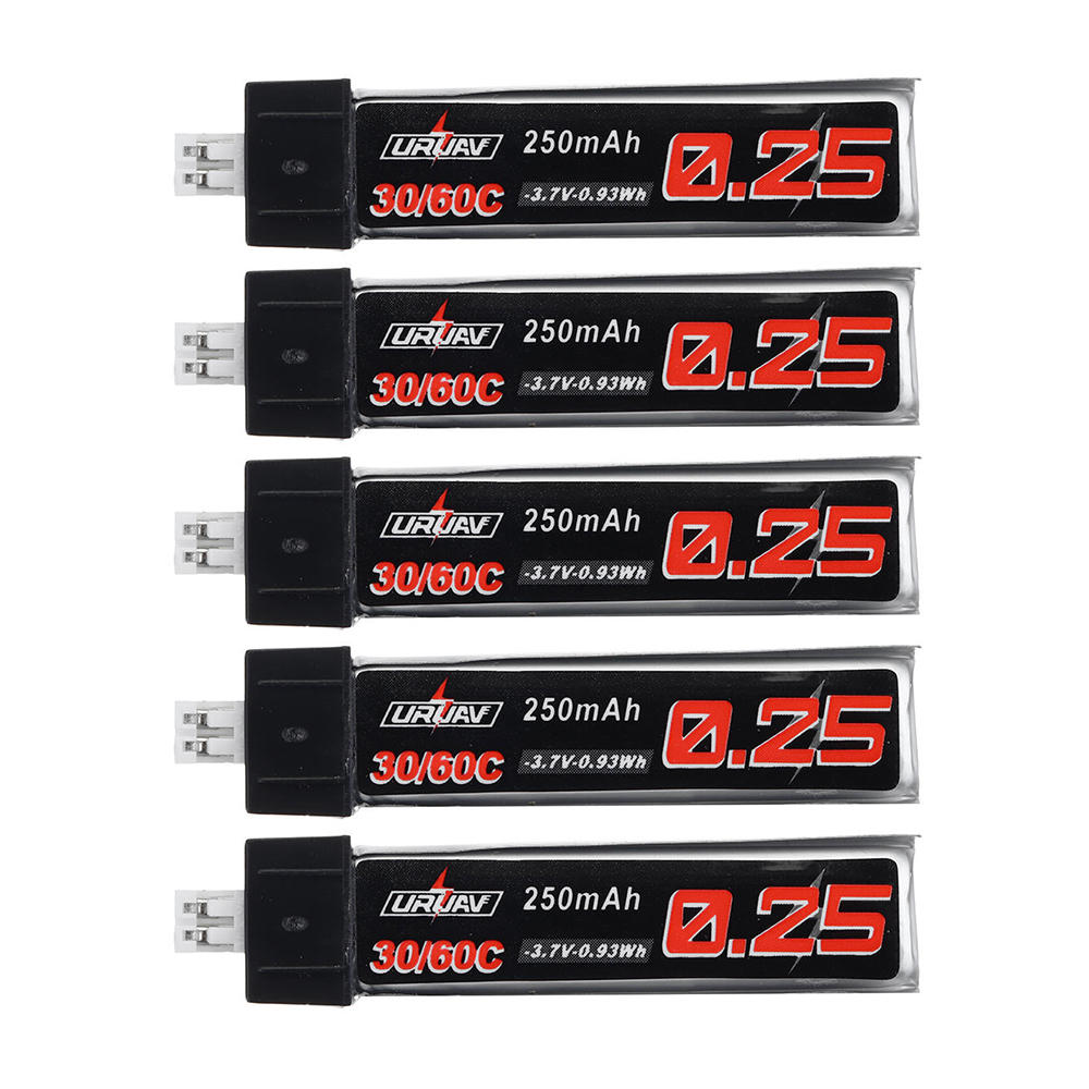 5Pcs URUAV 3.7V 250mAh 30C/60C 1S Lipo Battery PH2.0 for Tiny Whoop TINY6 6X