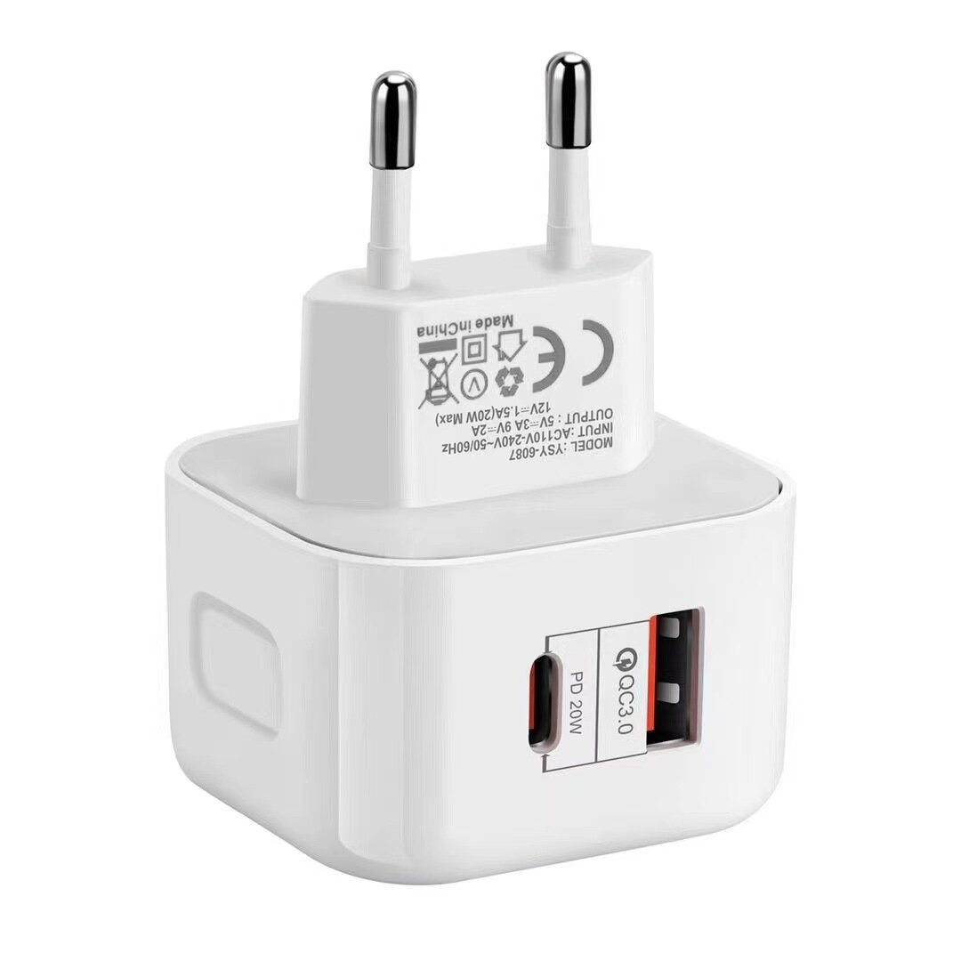 

Bakeey 20W 2-Port USB PD Charger USB-C PD3.0 QC3.0 FCP SCP Fast Charging Wall Charger Adapter EU Plug For iPhone 13 Pro