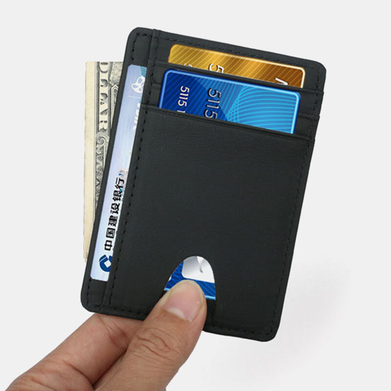 Dames en heren lederen kaarthouder koolstofvezelpatroon RFID Portemonnee met meerdere kaartsleuven