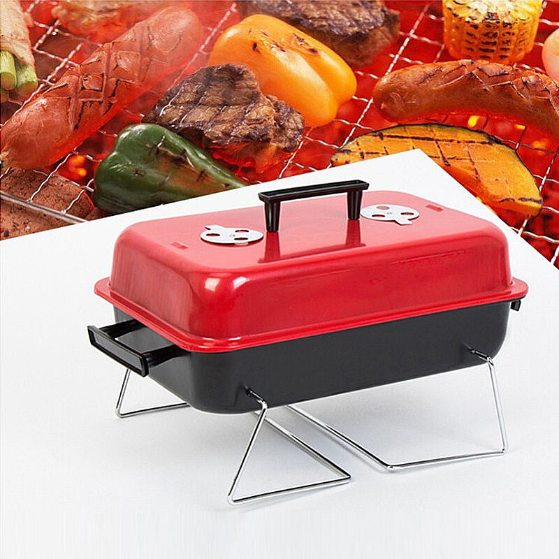 Portable BBQ Grill Small Rack Cooking Stove Picnic Stainless Steel Charcoal Meat Cooking Machine
