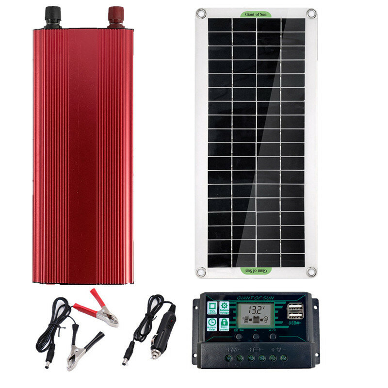 LEORY 18V 30W Güneş Paneli 12V 220V Güneş Enerjisi Sistemi Pil Şarj Cihazı 2000W İnvertör USB Kit Tam Kontrolcü Acil Güç Ekipmanları için