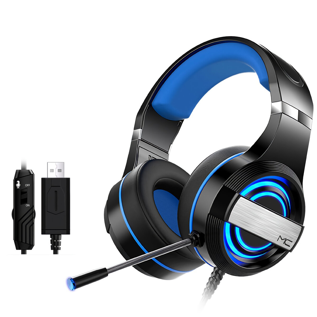 

MC Q9 Wired Game Headphone USB 7.1 Channel 4D Surounding Sound 50mm Driver RGB Gaming Headset with Mic for Computer PC G