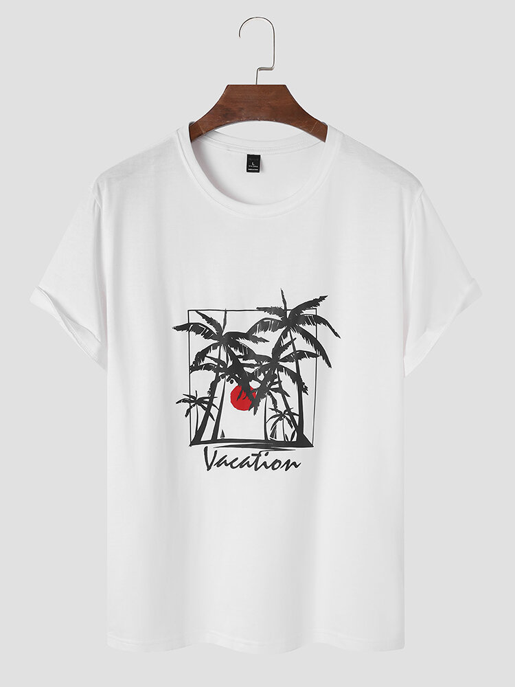 Heren Landschap aan zee Graphic Hawaii Style Soft Ademend All Matched T-shirt