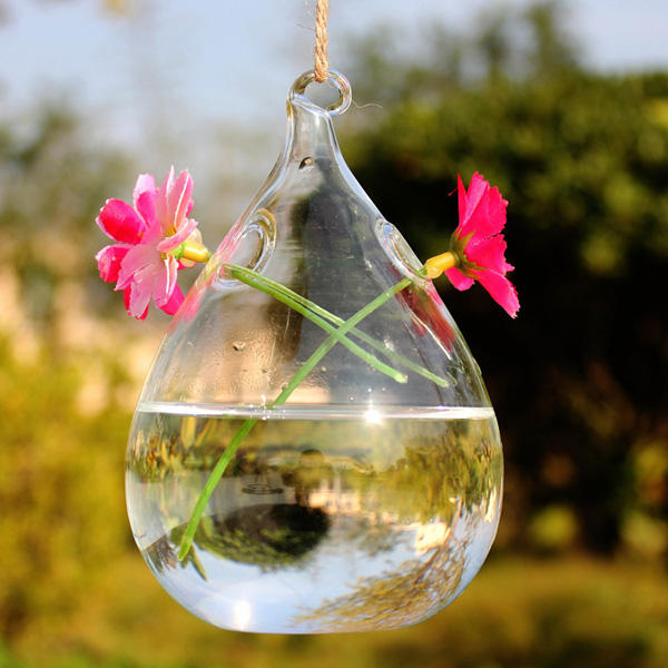 هانينغ قطرة الماء على شكل زجاج زهرية مزدوجة ثقوب زجاجة الرئيسية حديقة حفل زفاف الديكور