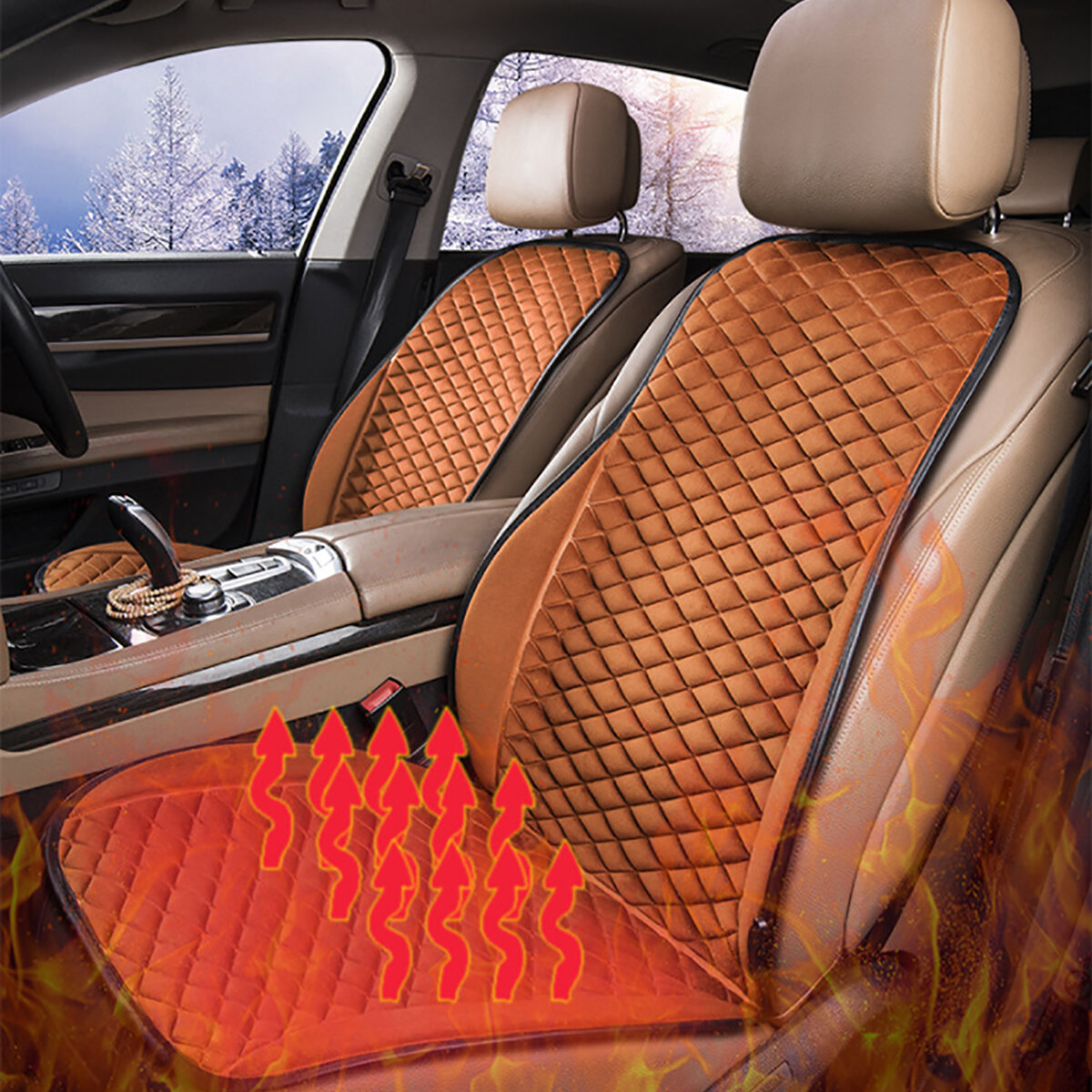 Universal 12V Car Seat Pad Cushion Cover Heating Chair Heater Pad Temperature