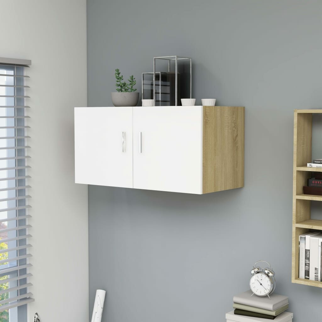 Wall Mounted Cabinet White and Sonoma Oak 31.5