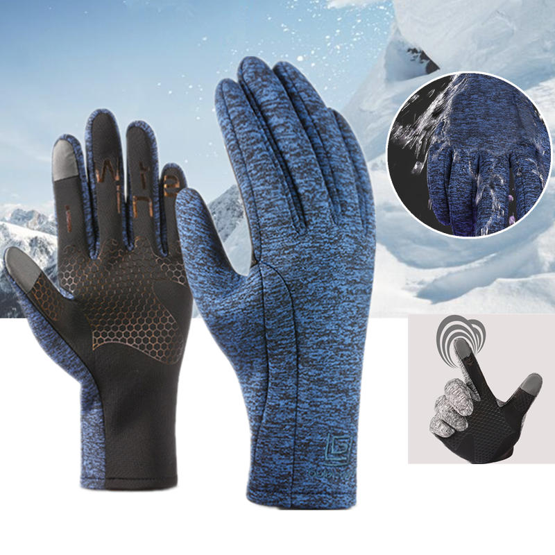 Eladás: Unisex meleg érintőképernyős fleece kesztyűk No-Slip kerékpározás síelés sport szabadtéri szélálló kesztyűk.
