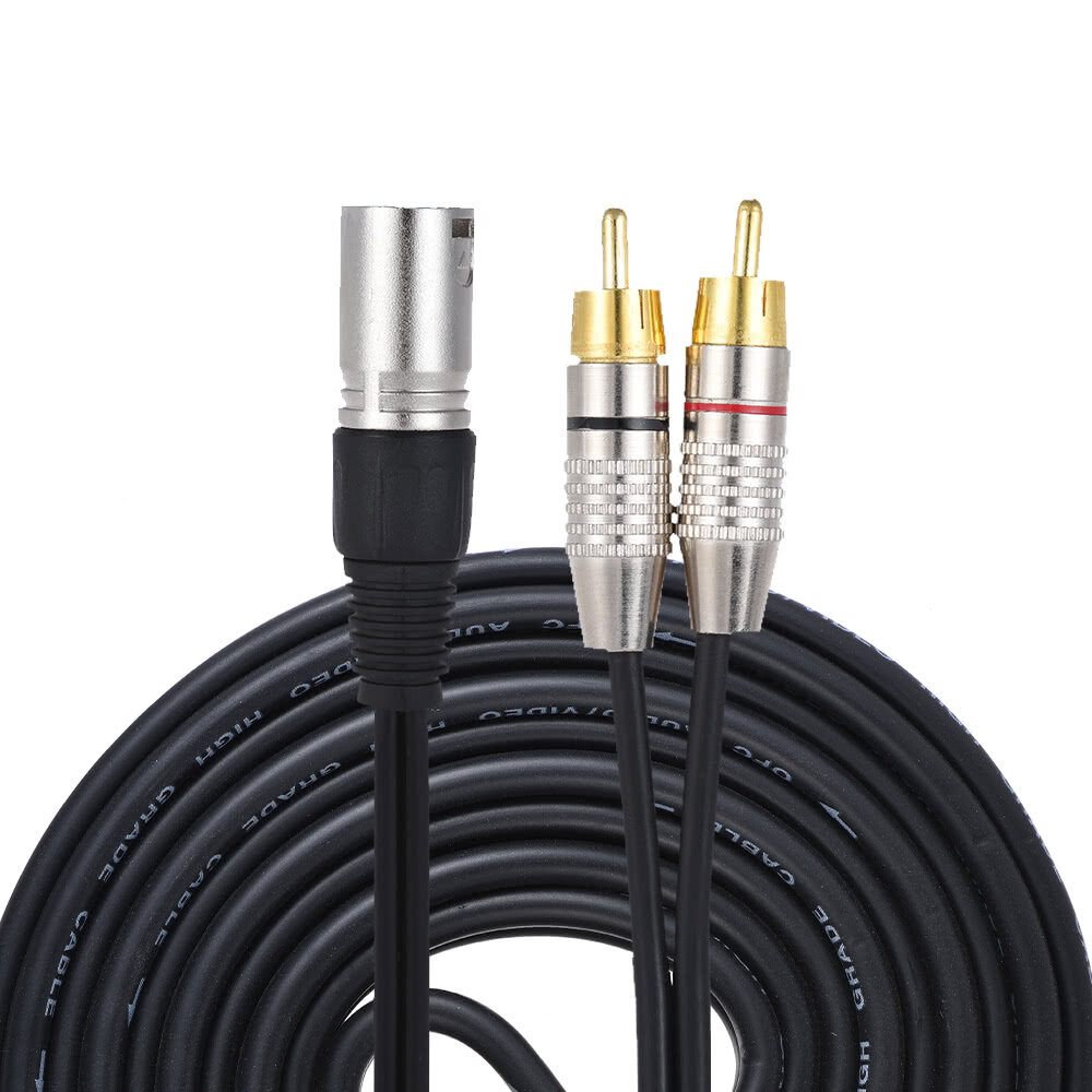 XLR Female to 2 RCA Male Audio Microphone Cable Audio Stereo Mic Cable Speaker Amplifier Mixer Line