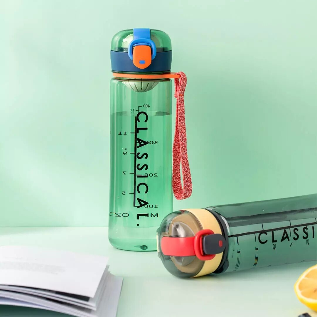 Jordan&Judy 500ml BPA Free Water Bottle with Locking Flip-Flop Lid Leakproof Dustproof Cap Colorful 