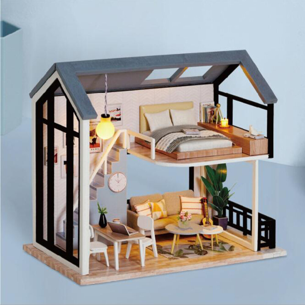 

CUTE ROOM Miss Happeiness Theme of DIY Assembled Doll House With Cover for Children Toys