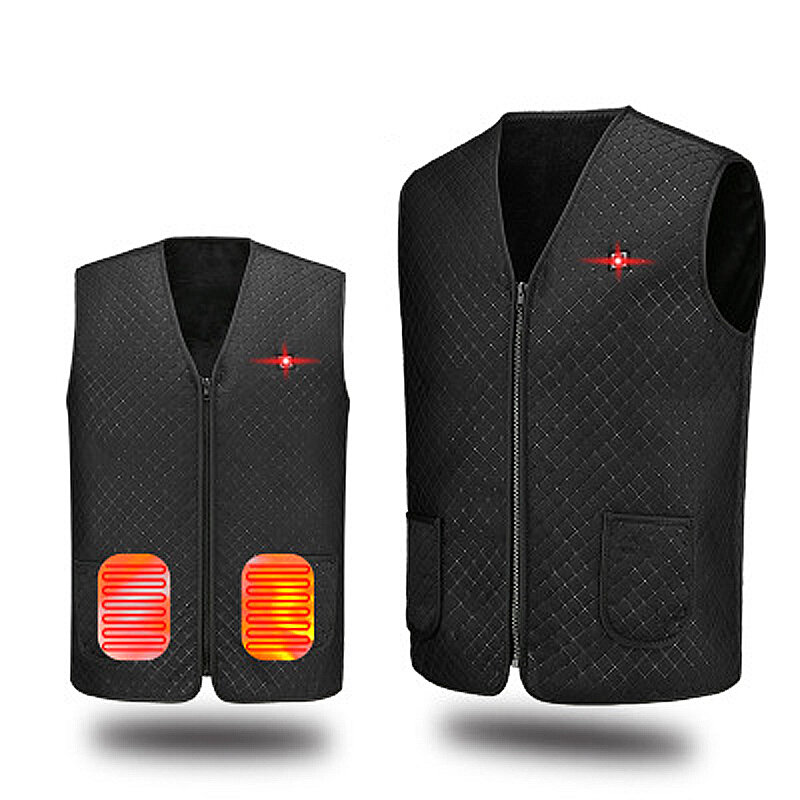 5-Areas Heating Electric Heating Vest for Autumn and Winter USB Powered Intelligent Thermal Insulation Velvet Jacket for Outdoor Skiing Winter Sports
