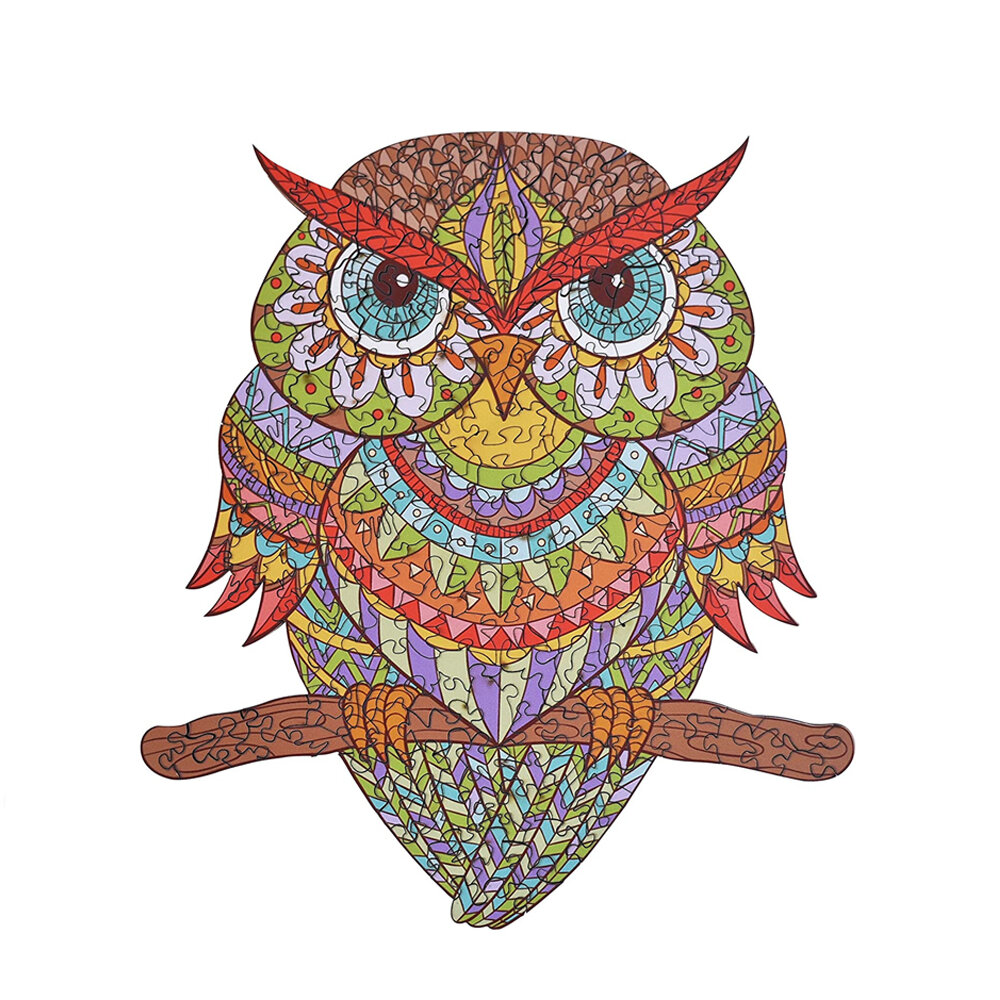 A3/A4/A5 Wooden Color Owl Pattern Puzzle Colorful Mysterious Charming Early Education Puzzle Art Toys Gifts for Childrens Adults