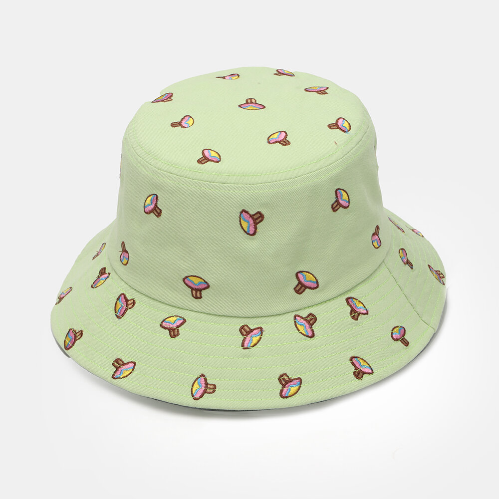 

Unisex Cartoon Mushroom Pattern Embroidery Fashion Sunshade Bucket Hat